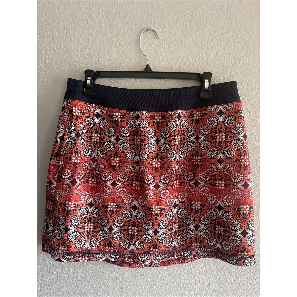 ST JOHNS BAY | Women's Medium Active Skirt Mini Short Built-In Shorts Coral Navy